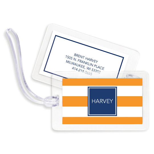 Tangerine Awning Stripe Luggage Tags